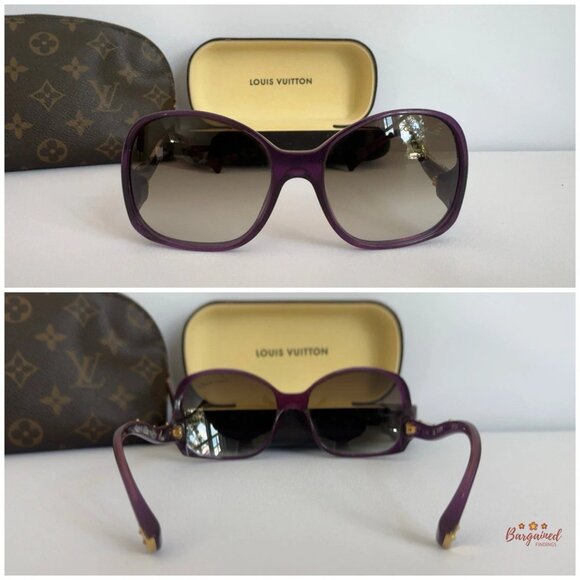 Authentic LOUIS VUITTON Purple Glitter Oversized Sunglasses Z0533W main image 11
